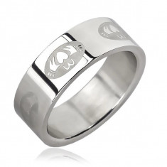 Inel din oțel inoxidabil - inimă într-un oval - Marime inel: 69