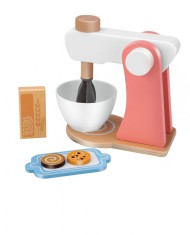 Set bucatarie copii, Lemn, mixer cu accesorii, Roz, 3+