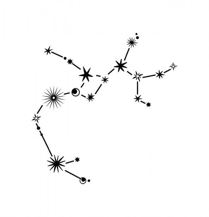 Sticker decorativ Constelatie Zodiacala, Negru, 57 cm, 5490ST