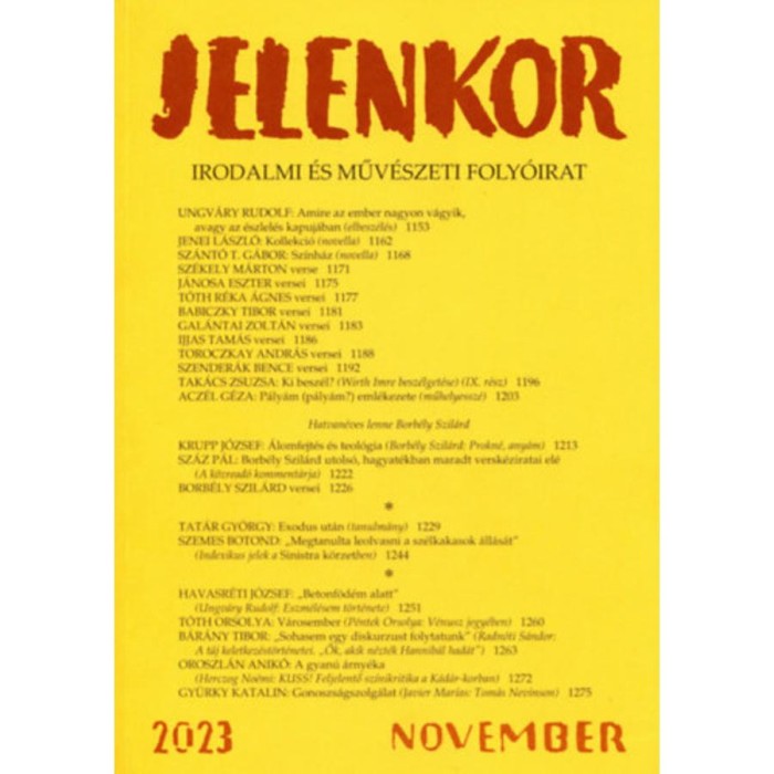 Jelenkor - Irodalmi &eacute;s műv&eacute;szeti foly&oacute;irat - 2023. november