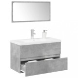 Set mobilier de baie, 3 piese, gri beton, lemn compozit