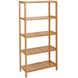 SONGMICS Raft de depozitare din bambus, 5 polite, pentru bucatarie sau baie, 130x60x26cm, maro natural Household NewTrend