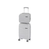 Set Valize Rigide Leziter TraveLux Voyager II Gri, 2 Bucati, 4 Roti, TSA