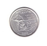 Moneda SUA 25 centi/quarter dollar 2004 P, Michigan 1837, stare foarte buna