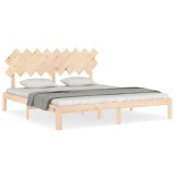 Cadru de pat cu tablie Super King Size, lemn masiv