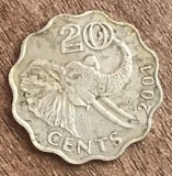 C50 - Moneda foarte veche - Swaziland - 20 centi - 2001