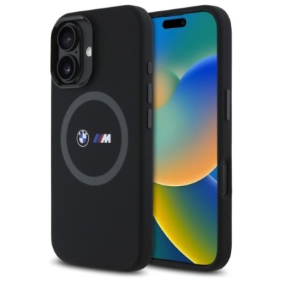 Husa pentru iPhone 16 - BMW Hardcase M Silicone Printed Ring MagSafe (BMHMP16S23SROK) - Black foto