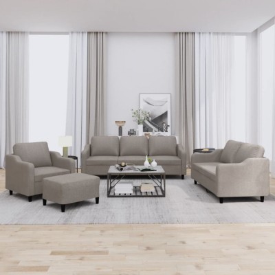 vidaXL Set de canapea cu perne, 4 piese, gri taupe, material textil 3201785 foto