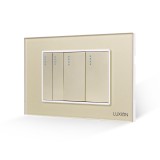 Cumpara ieftin Intrerupator mecanic Luxion 4 posturi, rama din sticla, auriu, standard italian 3M