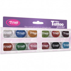 Set 12 recipiente cu sclipici pentru tatuaje temporare Tytoo