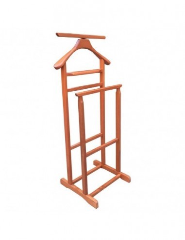 Portmantou suport haine, tip valet, dublu, din lemn masiv, 102 cm, cires