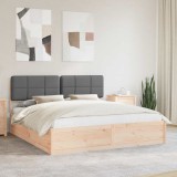 Cumpara ieftin Cadru de pat cu tablie tapitata Gri inchis 200 x 200 cm