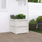 VidaXL Jardinieră de grădină, alb, 60x60x60 cm, lemn masiv de pin