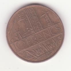 Franța 10 franci 1976 - harta Franței metropolitane