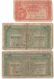 SV * Cehoslovacia LOT 5 - 10 - 10 KORUN 1949 / 1950 Post WWII * 10 Kr. 1950 (serie liniara) si 1950 nedatata (serie fractie)