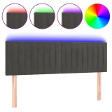 Cumpara ieftin Tablie de pat cu LED, gri inchis, 144x5x78/88 cm, catifea