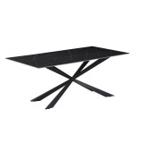 Cumpara ieftin Cozline Inart masa marmura neagra piatra sinterizata picior metal negru 180x90x76cm