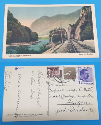 Carte Postala circulata anul 1937 - Calimanesti - Caciulata - Masa lui Traian foto
