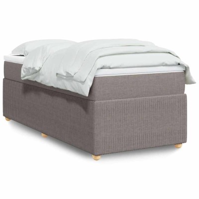 vidaXL Pat box spring cu saltea, gri taupe, 90x200 cm, textil 3285543 foto