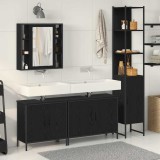 Set de mobilă pentru baie 4 piese Negru Stejar Lemn prelucrat