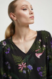 Medicine bluza femei, culoarea negru, in modele florale