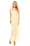 N787-9 Rochie lunga din dantela cu decolteu in V