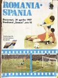 Program de meci Romania v Spania Preliminarii EURO 1988 29.4.1987