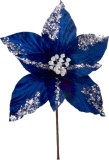 Floare decorativa de Craciun Poinsettia albastru &icirc;nchis, 20 cm