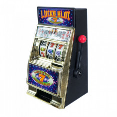 Pusculita Haioasa tip Mini Slot Machine Cazino Joc de Noroc cu Monede, BAR, 777