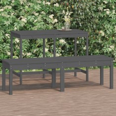 vidaXL Bancă grădină 2 locuri, gri, 159,5x44x45 cm, lemn masiv de pin
