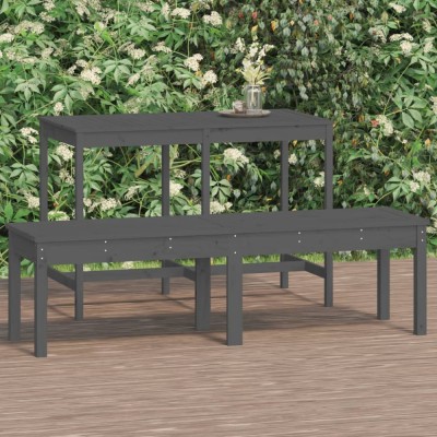 vidaXL Bancă grădină 2 locuri, gri, 159,5x44x45 cm, lemn masiv de pin 824013 foto