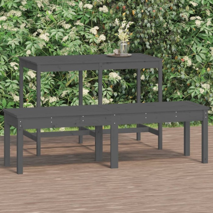 vidaXL Bancă grădină 2 locuri, gri, 159,5x44x45 cm, lemn masiv de pin 824013