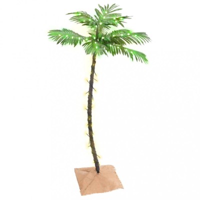 Palmier cu LED, alb, 72 LED-uri alb calde, 120 cm foto