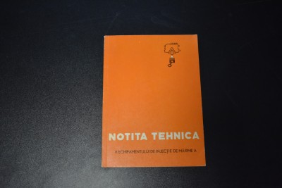 Notita tehnica a echipamentului de injectie de marime A foto