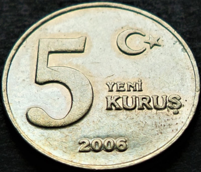 Moneda 5 KURUS - TURCIA, anul 2006 *cod 2811 B = UNC foto