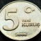 Moneda 5 KURUS - TURCIA, anul 2006 *cod 2811 B = UNC