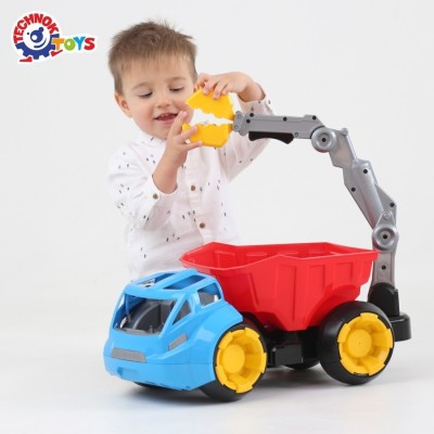 Masinuta utilaj mega basculanta, Technok, cu brat mobil, cu cupa, multicolor foto