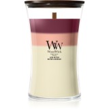 Woodwick Trilogy Lush Nectar lum&acirc;nare parfumată cu fitil din lemn 610 g