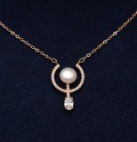 Colier argint 925 Pearls &amp; Crystals Hoops ARG332A, Argintboutique