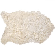 Covor Decorativ Shaggy, Alb, &Icirc;n Formă de Animal, 55x90cm, Poliester