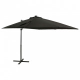 Umbrela suspendata cu stalp si LED-uri, negru, 250 cm GartenMobel Dekor, vidaXL