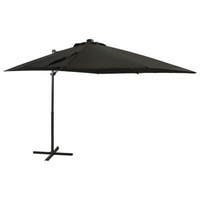Umbrela suspendata cu stalp si LED-uri, negru, 250 cm GartenMobel Dekor foto