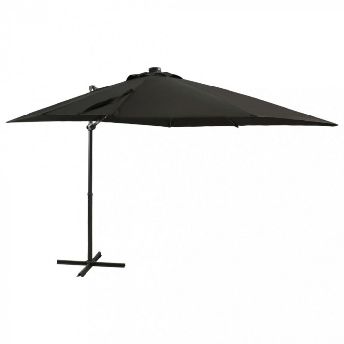 Umbrela suspendata cu stalp si LED-uri, negru, 250 cm GartenMobel Dekor