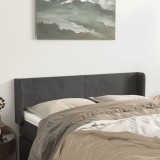 Tablie Pat Gri Inchis Catifea 147cm, Ajustabila 78-88cm, Aripioare Laterale, Suport Spate, Design Elegant