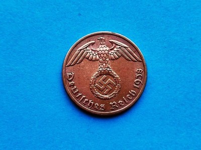1 Reichpfennig 1938 -A -Germania-stare f. buna foto