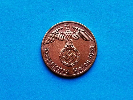 1 Reichpfennig 1938 -A -Germania-stare f. buna