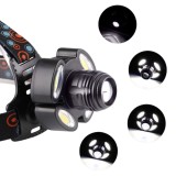 Lanterna de cap 5LED, CREE/4COB, 1200lm, 6500K, USB, strobo, 100m