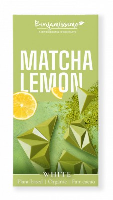 Ciocolata alba cu matcha si lamaie, bio, 60g, Benjamissimo foto