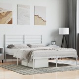 Gossi cadru de pat metalic cu tablie, alb, 135x190 cm