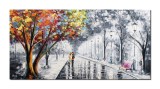 Cumpara ieftin Tablou cu indragostiti pictat manual dormitor, living, Impreuna pentru totdeauna, 120x60cm ulei pe panza efect 3D, Leonard Covaci